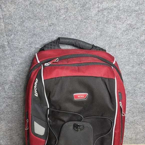 Tumi Ducati Red Black Adjustable Straps Travel Daypack Motorcycle Backpack